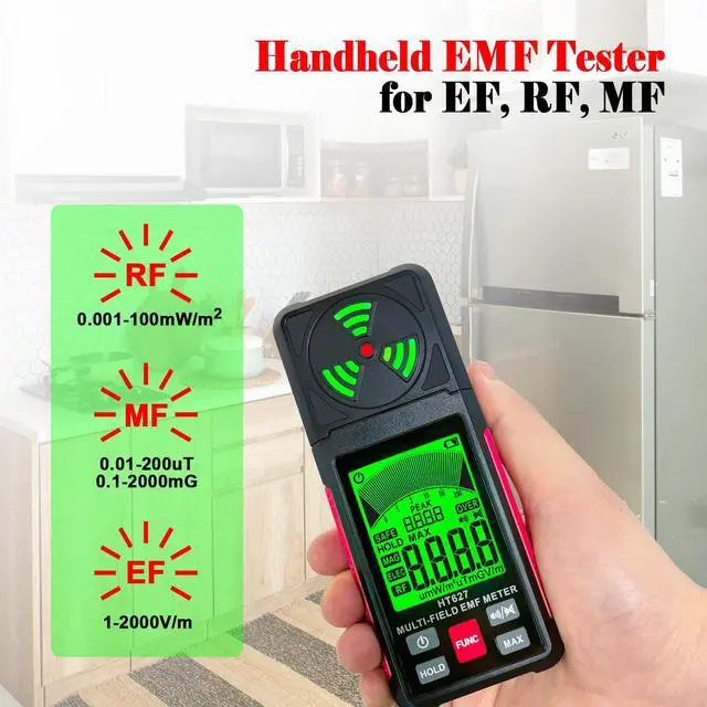 Alt view image 5 of 7 - EMF Meter, 3-in-1 Portable Electromagnetic Field Radiation Detector Handheld EMF Tester for EF, RF, MF, WiFi Signal, Radio Frequency Detector Suitable for Home Office EMF Inspections Ghost Hunting