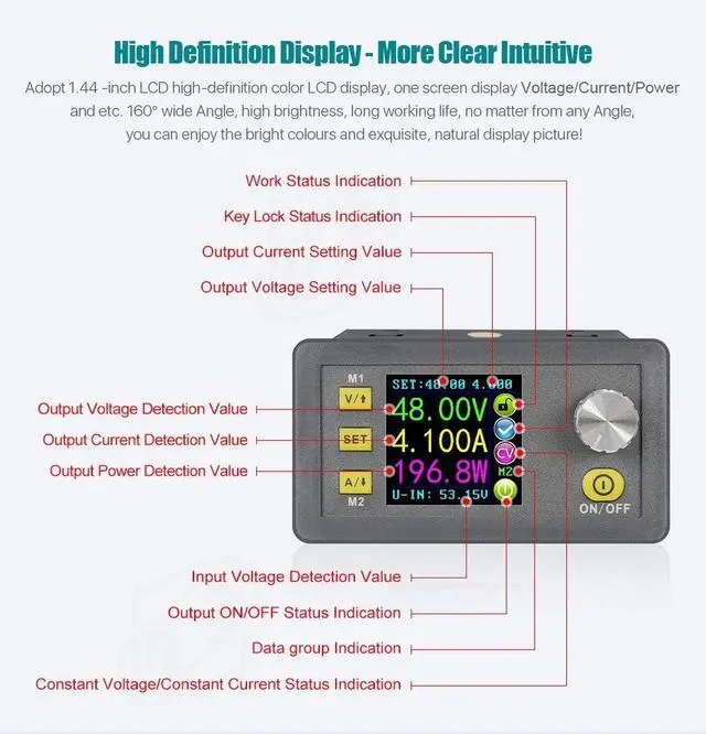 Alt view image 3 of 6 - DPS5005 USB DC 6-55V to 0-50V 5A Constant DC DC Voltage Current Step-down Power Supply Module Buck Voltage Converter Voltmeter communication(DPS5005-USB-BT)