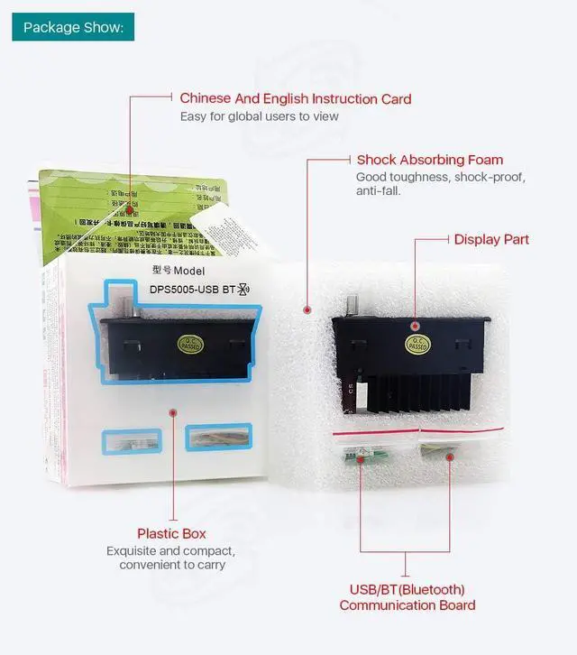 Alt view image 5 of 6 - DPS5005 USB DC 6-55V to 0-50V 5A Constant DC DC Voltage Current Step-down Power Supply Module Buck Voltage Converter Voltmeter communication(DPS5005-USB-BT)