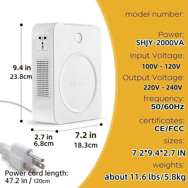 Alt view image 4 of 6 - 2000W 110v to 220v Converter Step Up Voltage Transformer 120 to 240 Volt