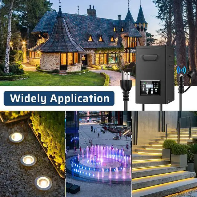Alt view image 6 of 7 - 500W Low Voltage Landscape Transformer, 2 Zone Independent Control Landscape Lighting Transformer with Timer and photocell Sensor, 120V AC to 12V/14V AC Low Voltage Transformers for Landscape Lighting