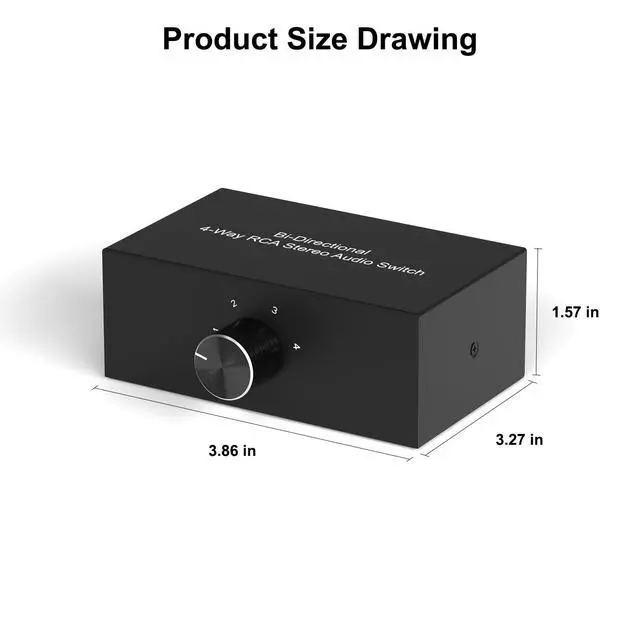 Alt view image 6 of 6 - 4-Way Stereo Audio Switcher, Bi-Directional Right and Left Channel Audio Selector Box for Blu-ray Players or DVD Players Active Speakers (4In-1Out /1In-4Out)