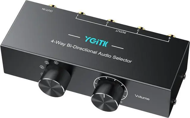 Main image of 4-Way Stereo Audio Switcher 4-in-1/1-in-4-Out Bi-Directional for Speaker