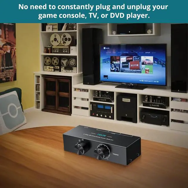 Alt view image 6 of 7 - 4-Way Stereo Audio Switcher 4-in-1/1-in-4-Out Bi-Directional for Speaker