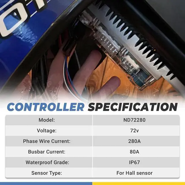 Alt view image 3 of 5 - Fardriver ND72280/X80 BLDC Controller, 72V 280A Programmable High Power Brushless DC Motor Sine Wave Controller Fit for 2000W QSMotor Electric Motorcycle Motor E-Bike