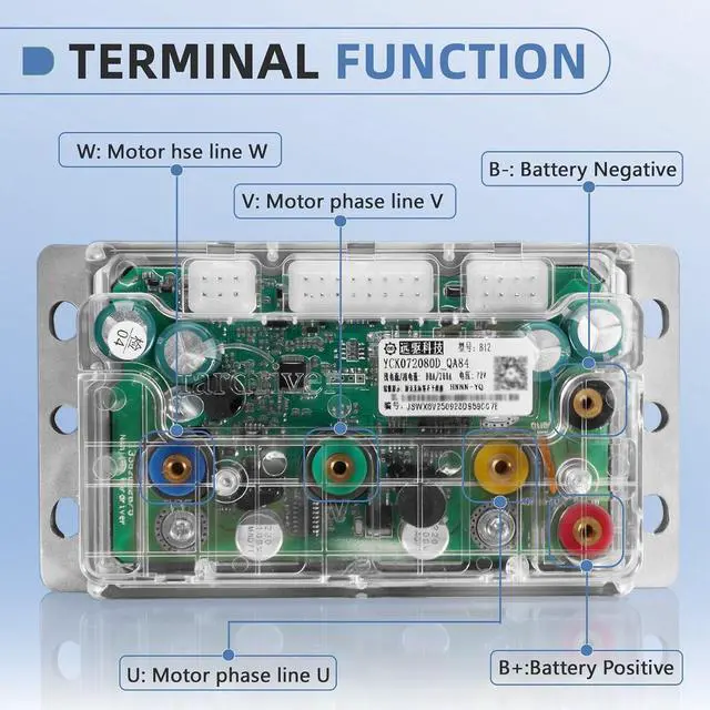 Alt view image 5 of 5 - Fardriver ND72280/X80 BLDC Controller, 72V 280A Programmable High Power Brushless DC Motor Sine Wave Controller Fit for 2000W QSMotor Electric Motorcycle Motor E-Bike
