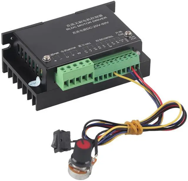 Main image of DC Brushless Motor Controller, 48V 500W 3-Phase BLDC Driver, High Speed Spindle Motor Speed Controller with Analog Regulation, Overcurrent and Locked-Rotor Protection