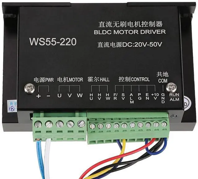 Alt view image 7 of 7 - DC Brushless Motor Controller, 48V 500W 3-Phase BLDC Driver, High Speed Spindle Motor Speed Controller with Analog Regulation, Overcurrent and Locked-Rotor Protection