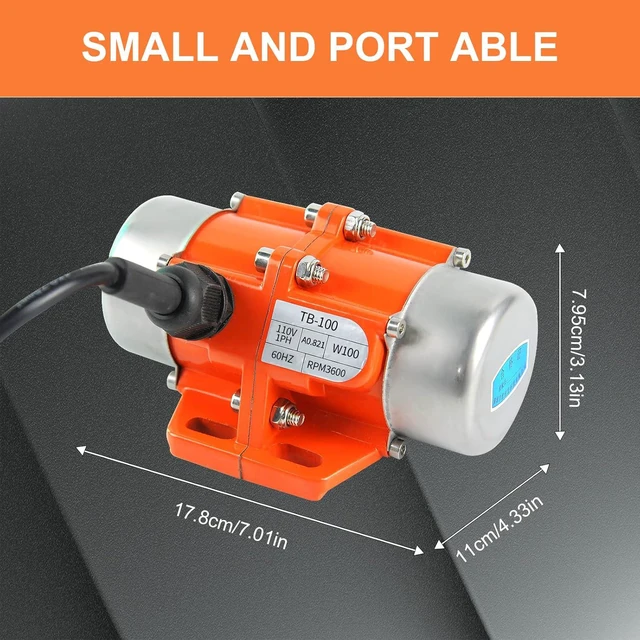 Alt view image 3 of 6 - 40W Industrial Concrete Vibrator AC Single-Phase 110V, 3600RPM for Vibrating Table, Feeder & Silo