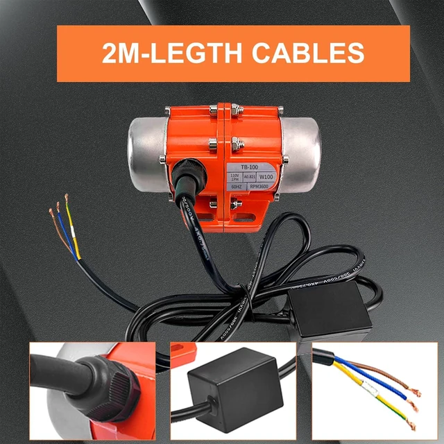 Alt view image 5 of 6 - 40W Industrial Concrete Vibrator AC Single-Phase 110V, 3600RPM for Vibrating Table, Feeder & Silo