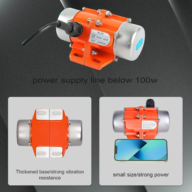 Alt view image 6 of 6 - 40W Industrial Concrete Vibrator AC Single-Phase 110V, 3600RPM for Vibrating Table, Feeder & Silo