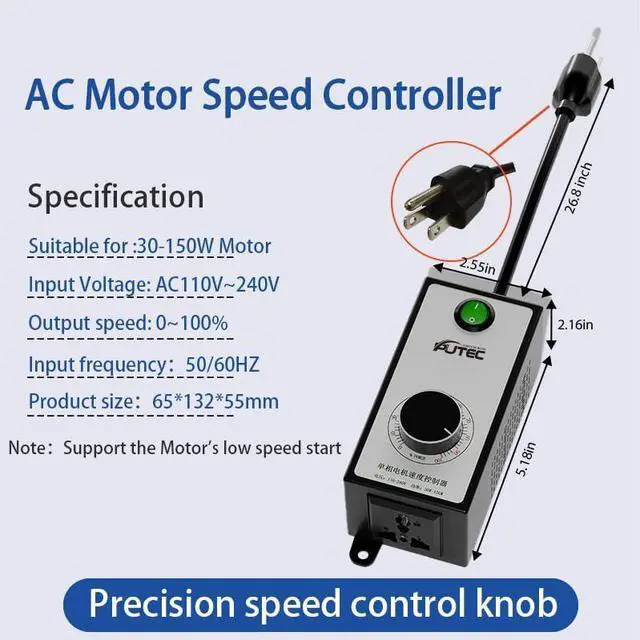 Alt view image 2 of 6 - AC Motor Speed Controller Single Phase 110V/220V Vibration Motor Governor Supports Low Speed Start for 30W-120W Motor