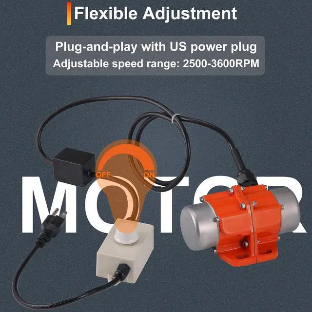 Alt view image 2 of 7 - Vibrating Motor Speed Controller, 30W Mini Industrial Motor, Single Phase Aluminum Alloy, AC 110V 3600rpm Shaker Table
