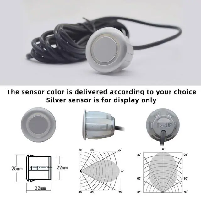 Alt view image 6 of 7 - Parktronic 8 Parking Sensors Kit Reverse Backup Radar System Rear and Front View with Sound Warning Ultrasonic Distance Detection for Car Vihicle