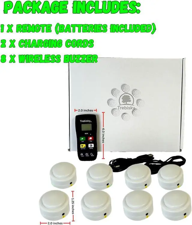 Alt view image 2 of 7 - Wireless Game Show Buzzer Set, 8 Answer Buzzers with Light & Sound