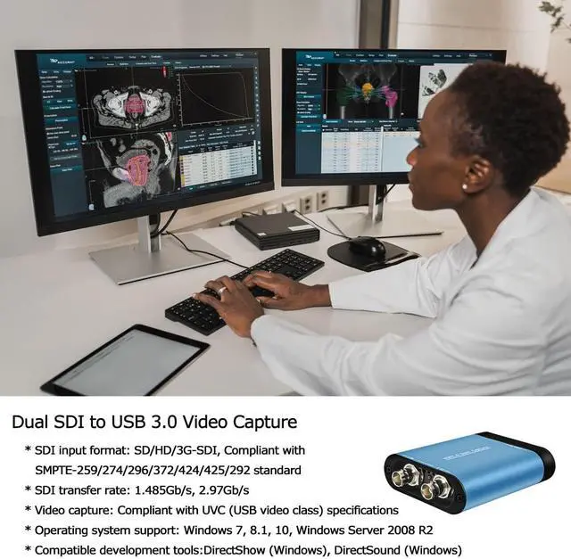 Alt view image 5 of 5 - Dual SDI Input to USB3.0 Video Lossless Capture 360MB/s for Windows 1080P 60fps UVC YUV422 PnP Broadcast Live Streaming Convert USB External 3G-SDI Video Capture Free Driver