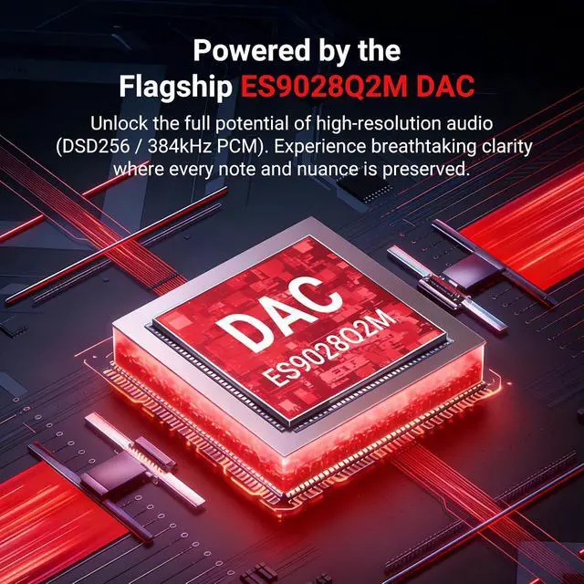 Alt view image 4 of 7 - USB C DAC Headphone Amplifier, ES9028Q2M Portable HiFi DAC Amp, DSD256/PCM 384kHz 32Bit, 4.4mm Balanced & 3.5mm Outputs, USB DAC for iPhone 15/16, Android Phone, PC, Mac