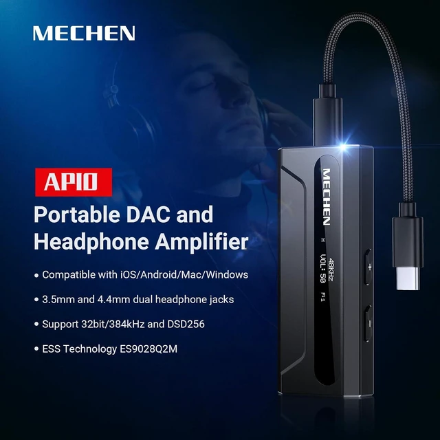 Alt view image 2 of 7 - AP10 USB DAC Dongle 3.5mm/4.4mm Balanced HiFi Amp, Black