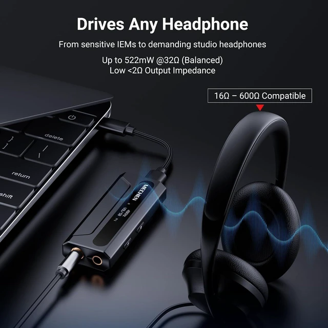 Alt view image 6 of 7 - AP10 USB DAC Dongle 3.5mm/4.4mm Balanced HiFi Amp, Black