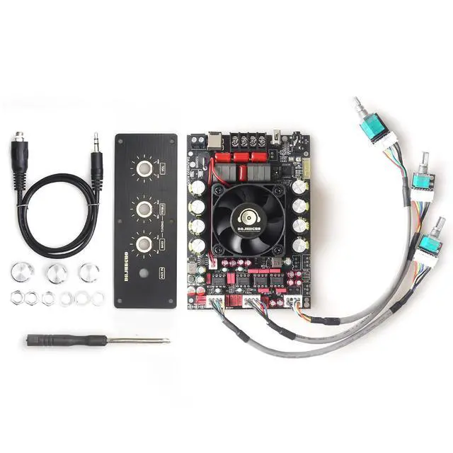 Alt view image 6 of 7 - T220HS-W Power Amplifier Board 2.0 Channel 220W×2 with Treble and Bass, 12V-36V Audio Power Amplifier Module with Front Panel