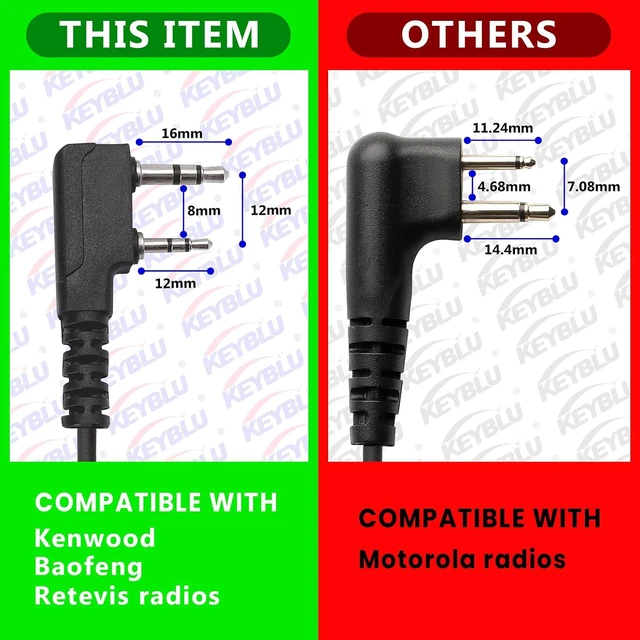 Alt view image 2 of 7 - Waterproof 2-Pin Shoulder Speaker Mic Two-Way Radio Microphone with 3.5mm Audio Jack, Compatible with BaoFeng GT-5R/UV-5R, BTECH, Kenwood & Retevis Walkie Talkies