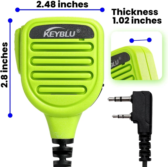 Alt view image 3 of 7 - Waterproof 2-Pin Shoulder Speaker Mic Two-Way Radio Microphone with 3.5mm Audio Jack, Compatible with BaoFeng GT-5R/UV-5R, BTECH, Kenwood & Retevis Walkie Talkies