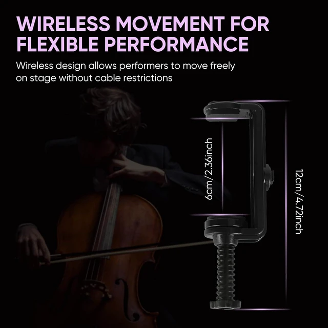 Alt view image 7 of 7 - UHF Wireless Violin Microphone System Rechargeable Clip-On Instrument Mics with Transmitter & Receiver for Musicians, Teachers, Stage & Active PA Systems, 98ft Range