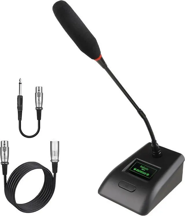 Main image of Desktop Gooseneck Conference Microphone Wired with 48V Phantom. Table Mounted Corded Condenser XLR Microphone with 26ft XLR Male to Female Cable and 6.35mm Adapter Cable for Speake, Studio, Recording