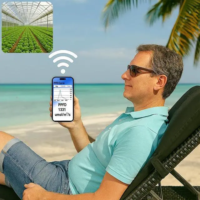 Alt view image 2 of 6 - WiFi PAR Meter Real-Time Light Intensity Monitor with Graph Recording