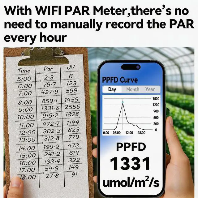 Alt view image 3 of 6 - WiFi PAR Meter Real-Time Light Intensity Monitor with Graph Recording