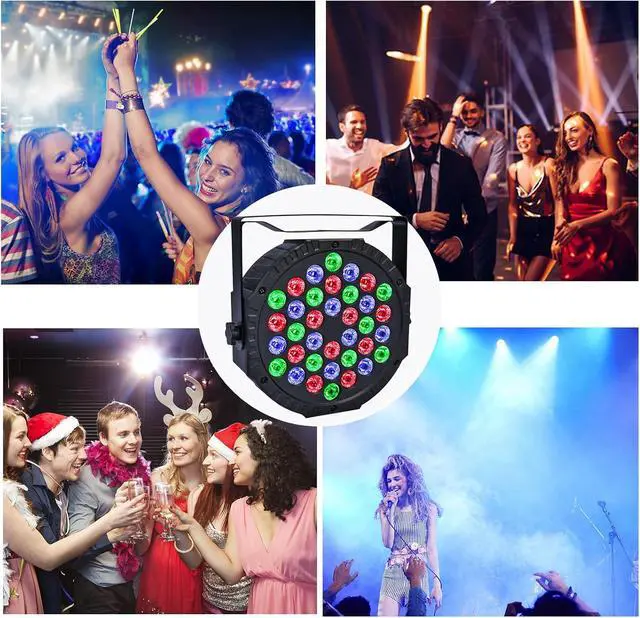 Alt view image 6 of 6 - Stage Lights 36 LED Par Lights RGB Stage Lighting Uplights 7 Modes DJ Light Sound Activation Control with Remote Control Stage Light for Disco Wedding Party Event Club Bar Christmas (4 Pack)