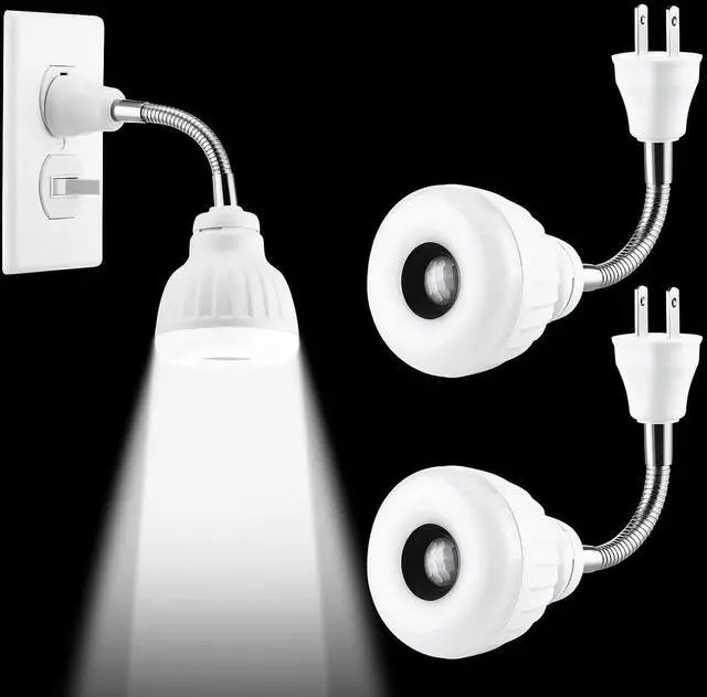 Main image of 3 Piece Plug in Motion Sensor Light Indoor 5W PIR Infrared Motion-Activated Led Night Light for Air Conditioner Outlet, 360° Rotatable Sensor Detector Plug Outlet in for Wall Garage, White