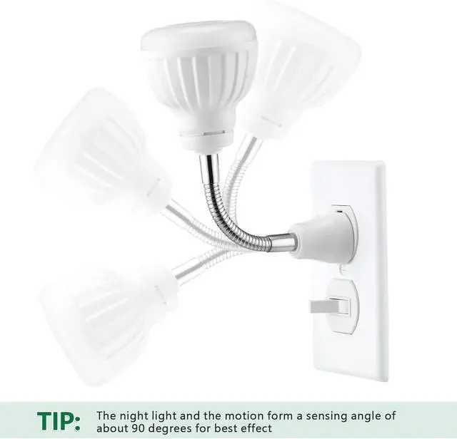 Alt view image 4 of 7 - 3 Piece Plug in Motion Sensor Light Indoor 5W PIR Infrared Motion-Activated Led Night Light for Air Conditioner Outlet, 360° Rotatable Sensor Detector Plug Outlet in for Wall Garage, White