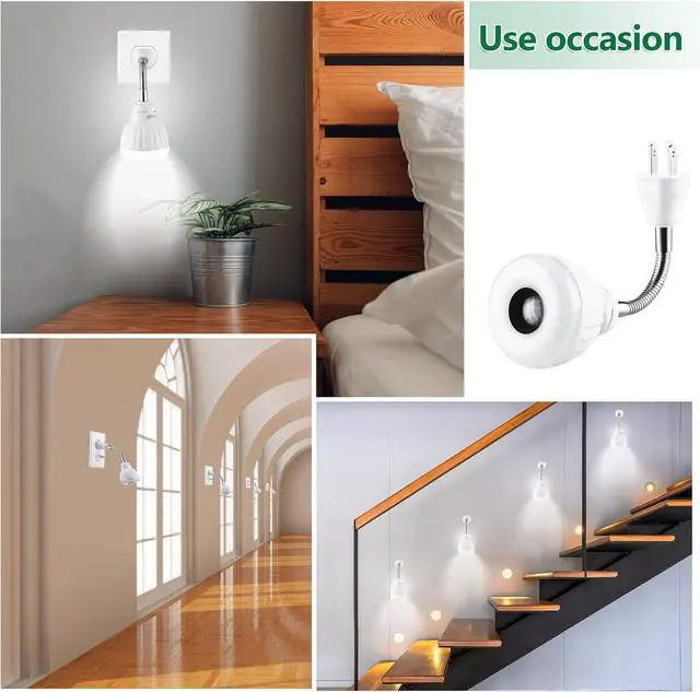 Alt view image 7 of 7 - 3 Piece Plug in Motion Sensor Light Indoor 5W PIR Infrared Motion-Activated Led Night Light for Air Conditioner Outlet, 360° Rotatable Sensor Detector Plug Outlet in for Wall Garage, White