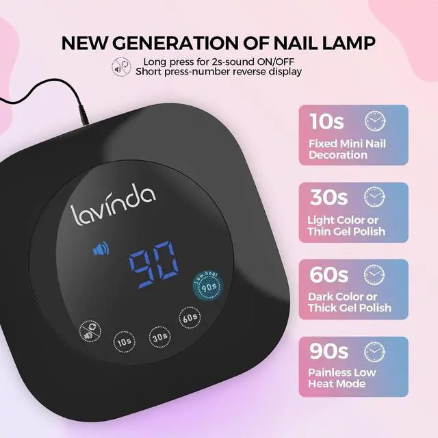 Alt view image 2 of 7 - UV LED Nail Lamp, Plug-in 54W UV Nail Light for Gel Polish Acrylic, Professional Gel Lamp with Auto Sensor Fast Curing Nails Dryer 4 Timer Settings Art Tools for Salon Home Use