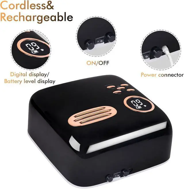 Alt view image 3 of 6 - 72W Cordless UV LED Nail Lamp for Gel Polish, Rechargeable Nail Polish Dryer Gel Machine for Manicure and Pedicure, Fast Nail Polish Curling Lamp with 4 Timer Setting Automatic Sensor