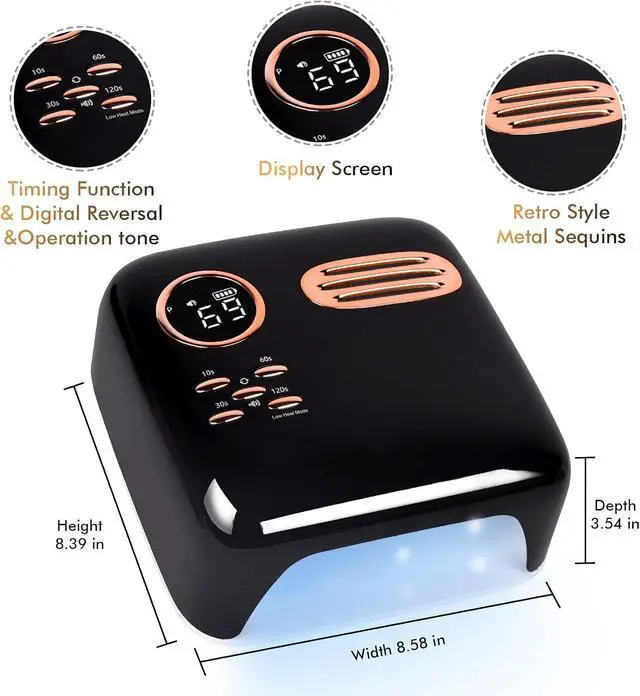 Alt view image 2 of 6 - 72W Cordless UV LED Nail Lamp for Gel Polish, Rechargeable Nail Polish Dryer Gel Machine for Manicure and Pedicure, Fast Nail Polish Curling Lamp with 4 Timer Setting Automatic Sensor