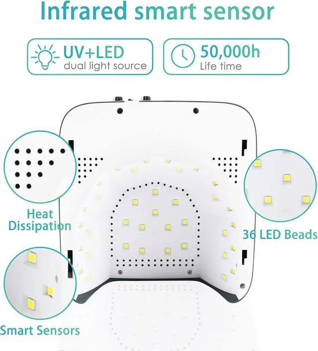 Alt view image 6 of 6 - 72W Cordless UV LED Nail Lamp for Gel Polish, Rechargeable Nail Polish Dryer Gel Machine for Manicure and Pedicure, Fast Nail Polish Curling Lamp with 4 Timer Setting Automatic Sensor