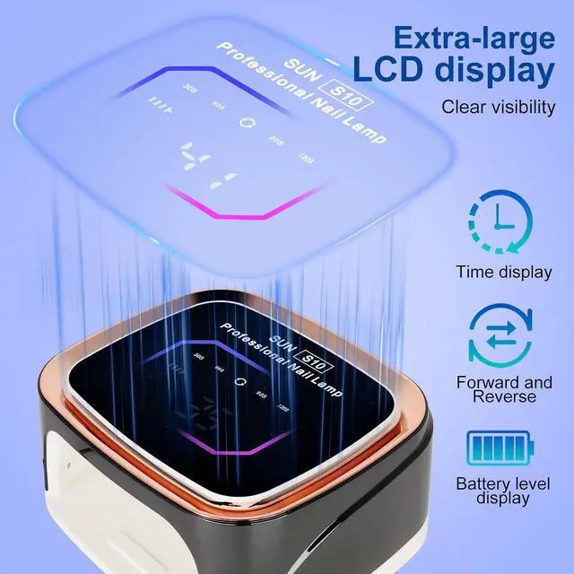 Alt view image 4 of 7 - Cordless Black Nail Lamp for Gel X, Professional LED UV Nail Curing Lamp for Gel Nail Polish, Fast Nail Dryer with 4 Timers & Sensor, Rechargeable UV Lights for Salon & Home