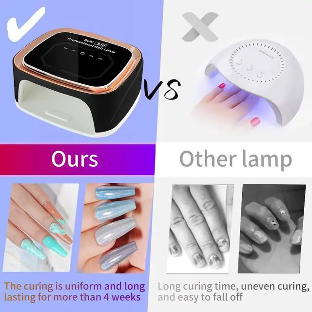 Alt view image 5 of 7 - Cordless Black Nail Lamp for Gel X, Professional LED UV Nail Curing Lamp for Gel Nail Polish, Fast Nail Dryer with 4 Timers & Sensor, Rechargeable UV Lights for Salon & Home
