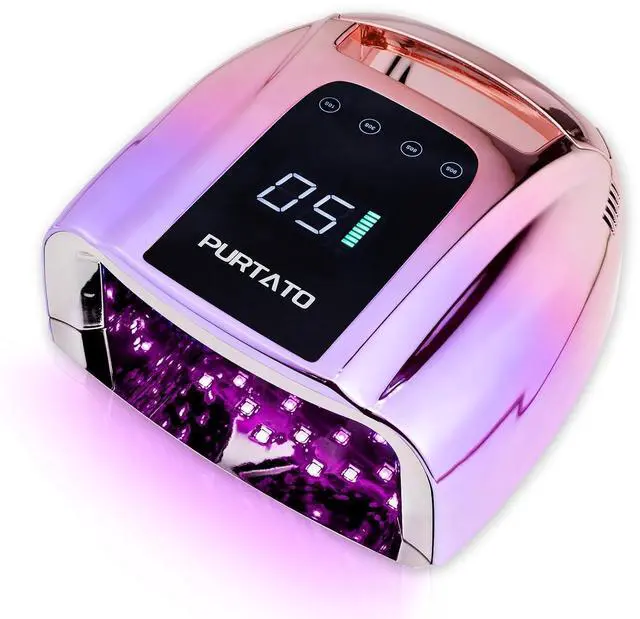 Main image of Professional Rechargeable 96W UV LED Portable Cordless UV Light for Nail Lamp Machine with Removable Stainless Steel Bottom,4 Timer Setting and Smart Sensor Nail Dryer (Gradient Purple)