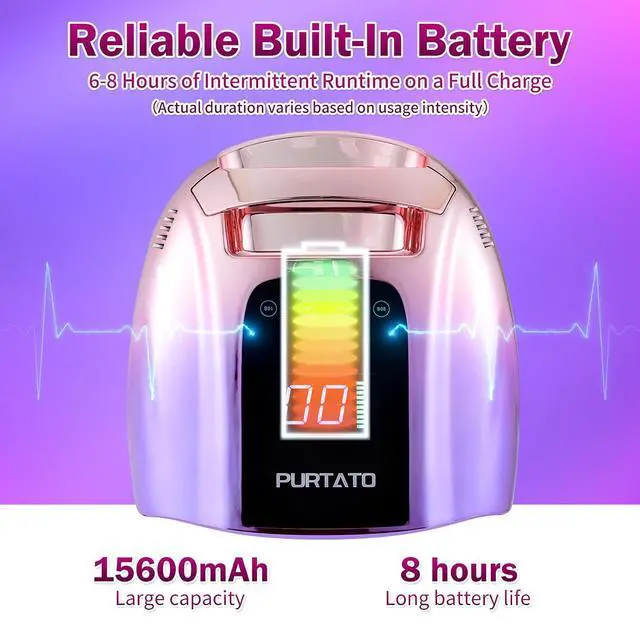 Alt view image 2 of 7 - Professional Rechargeable 96W UV LED Portable Cordless UV Light for Nail Lamp Machine with Removable Stainless Steel Bottom,4 Timer Setting and Smart Sensor Nail Dryer (Gradient Purple)