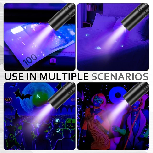 Alt view image 3 of 6 - 24-Pack 395nm UV Blacklight Pen Flashlights with Clip LED Handheld Detector for Pet Urine, Dry Stains & Hotel Inspection, Neon Party Favors (Black)