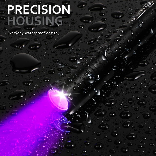 Alt view image 4 of 6 - 24-Pack 395nm UV Blacklight Pen Flashlights with Clip LED Handheld Detector for Pet Urine, Dry Stains & Hotel Inspection, Neon Party Favors (Black)