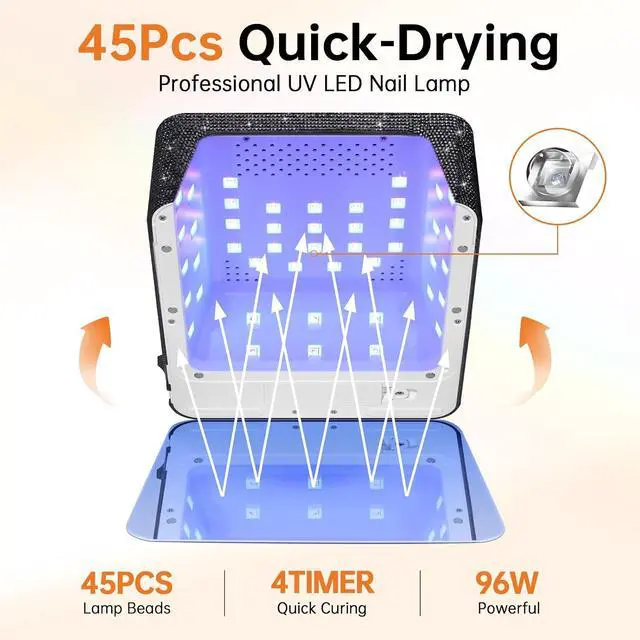 Alt view image 2 of 7 - 96W UV Nail Lamp, Cordless Nail Dryer