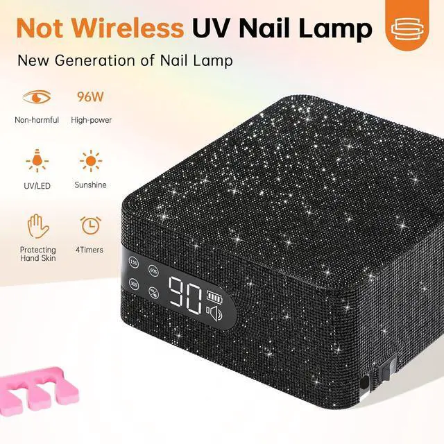 Alt view image 3 of 7 - 96W UV Nail Lamp, Cordless Nail Dryer