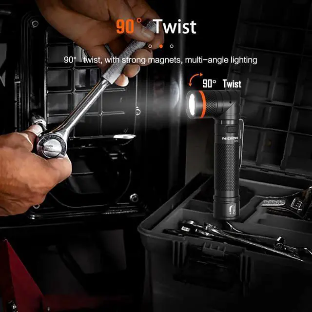 Alt view image 2 of 6 - B75 High Power UV Flashlight Rechargeable LED 1000 Lumens 395nm Ultraviolet, 90 Degree 4 Modes Flashlight with Magnetic Base IP65 Waterproof for Camping Outdoor Night Walking Urine Detector