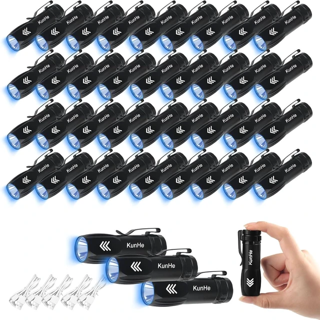 Main image of 40-Pack 365nm Mini Rechargeable UV Flashlight 3W UV Light for Pet Stain Detection, Hotel Cleaning, Resin Curing, Gem & Scorpion Inspection