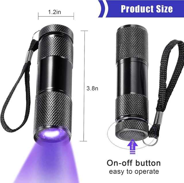 Alt view image 6 of 7 - 40-Pcs Mini UV Black Light Flashlights Purple Light, Black Color