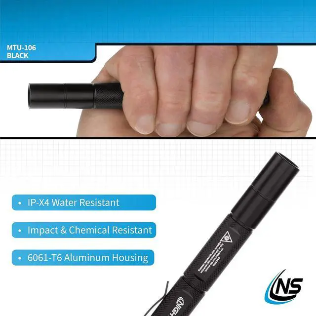 Alt view image 5 of 7 - MTU-106 Mini-TAC UV Flashlight with 2 AAA, Black,Small